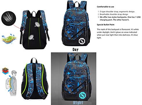 JiaYou Boy Girl Unisex 20L Fashion School Bag Backpack Bookbag with Florescent Mark 2/3 Sets