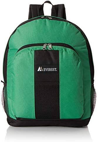Раница Everest с преден и странични джобове, Изумрудено-зелен/Черен, Един размер