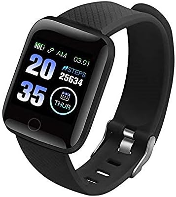 умен часовник hhscute за мъже,Ръчни Часовници Здравето на Фитнес Постоянен Календар Алтиметър за Android (черен)
