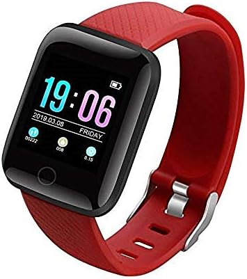 умен Часовник hhscute за мъже,Ръчни Часовници Здравето на Фитнес Постоянен Календар Алтиметър за Android (червен)