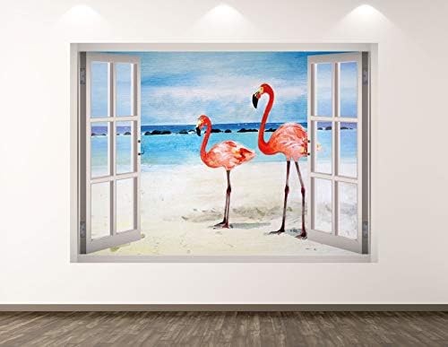 Западна Планина Фламинго Живопис Стенни Стикер Арт Декор на 3D Прозореца за домашни Любимци Стикер Фреска, Детска Стая, Поръчка на Подарък BL192 (70 W x 50 H)