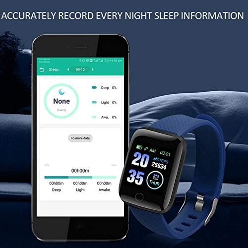 умен часовник hhscute,Ръчни Часовници Health Fitness Push Message Power Reserve за Телефони с iOS (син)