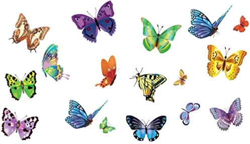 Подвижни Креативни Стикери За Стена - 17 Пеперуди, Цветни Пеперуди Стикери За Стена, Детска Стая, Мини Стенни