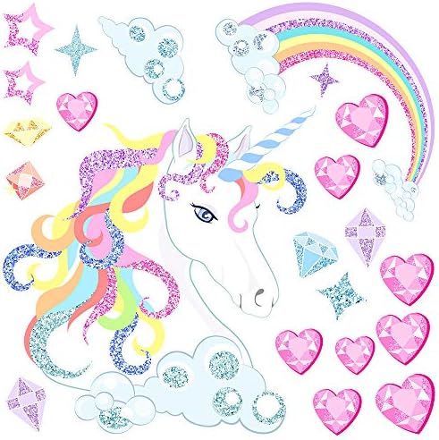 Стикер за Стена Rainbow Unicorn Облак Сърцето Диаманти Звезди Колоритен Стикер на Стената Преносимо PVC