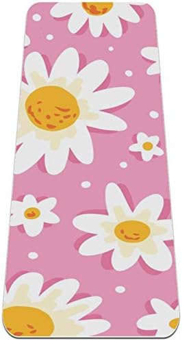 Unicey Daisy Flowers Pattern Pink BackgroundYoga Mat Thick Non Slip Yoga Mats for Women&Girls Exercise Soft