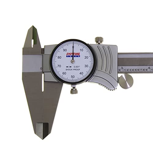 Anytime Tools Premium Dial Caliper 24/0.001 Precision Double Shock Proof Solid Hardened Stainless Steel