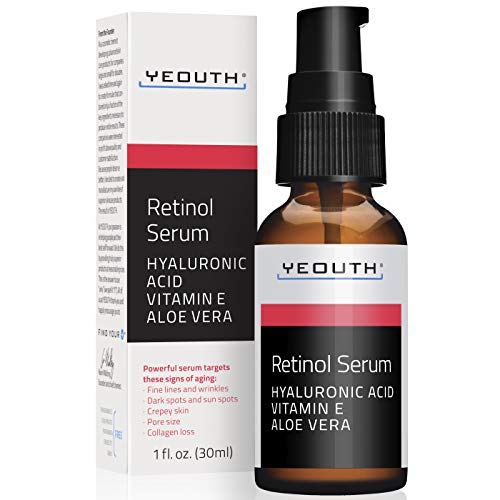 YEOUTH Retinol Serum 2.5% за Лице против Стареене Ретиноловая Серум с хиалуронова киселина, витамин е, алое - Повишава Колаген, Намалява Фините Линии, бръчки и Тъмни Петна - 1 ет.