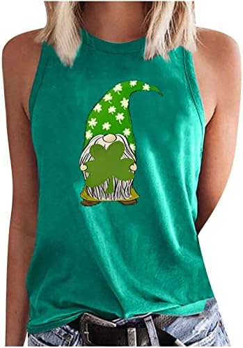 Честит St. Patrick ' s Day Tank Top Женски лятна Жилетка Без ръкави Сладък Графики Тениски С Кръгло деколте