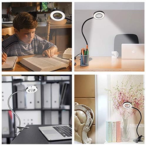 Клип Light Reading Светлини - QQAPPU 24 LED Технологична-on Desk Lamp with 3 Color Modes and 10 Brightness