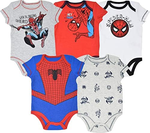 Marvel Spiderman Baby Boys С Къс Ръкав 5 Бр Боди