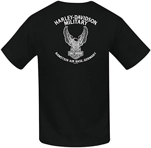 Harley-Davidson Military - Детска/Младежка черна тениска Bar & Щит с изображение на Орел на гърба - военновъздушната