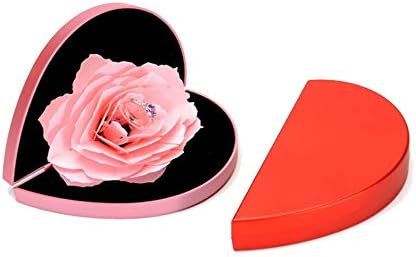 LTDH Pop Up Ring Box 3D Rose Ring Holder Creative Jewelry Organizer Case Folding Ring Gift Box Wedding Valentine