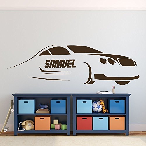 Персонализирани декор на стената на състезателен автомобил - Изработена по Поръчка Vinyl Стикер име за Спални момче, игри стая или Игри стая - Детски душ или Подарък з?