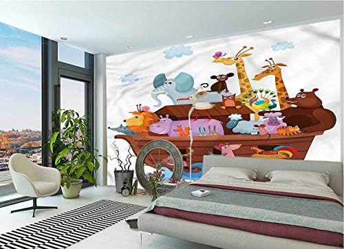 IRONANDGCFOXBOX Kids Large Wall Стенопис,Смешни Fish Aquaic Мотиф Self-Adhesive Large Wallpaper for Office Kids Bedroom Nursery Family Decor-144x100 Инча