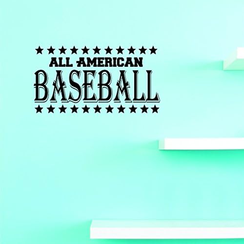 Дизайн с Винил JER 119 1 All American Baseball Sports Sign Boy Girl Children 's Bedroom Рибка Wall Decal Sticker, 10 x 20, Черен