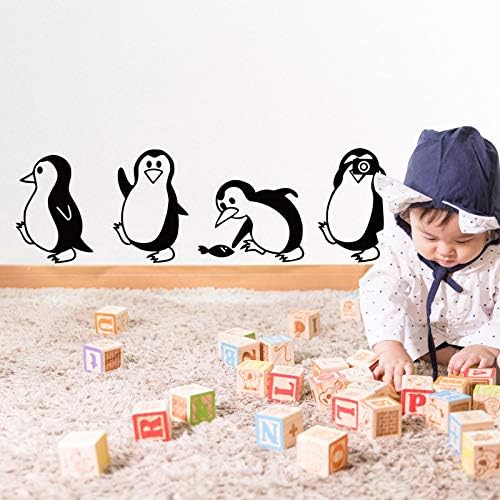 Ouboya Сладък Пингвин Стикери за Стени, Подвижни Животни Стикери за Стени Лесно Пилинг и Нож Винилови Стикери