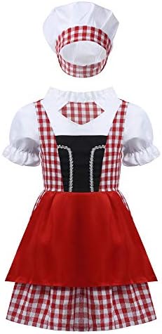 Hansber Kids Girls Chef Costume Plaid Престилка Baker Cosplay Dress with Hat Cooking Доставки Baking Outfits