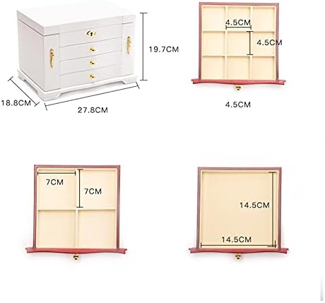Ковчег за бижута и 4-слойный органайзер за бижута Дървени Обеци Кутия за съхранение на бижута Гривна Колие