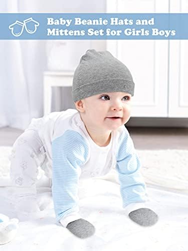 Детски Шапки за Момчета И Момичета Новородени Детски Шапки и Ръкавици без пръсти, Определени за 0-6 Месеца