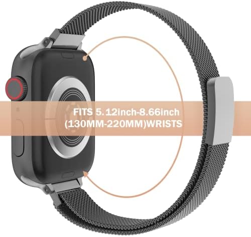 TACA-H е Съвместим с Apple Watch Band 41 мм 40 38 45 44 42 за Жени, Тънък, мрежест От Неръждаема Стомана Гривна със Силна Магнитна Закопчалка Взаимозаменяеми Каишка за iWatch Series 7/6/SE/5/4/3/