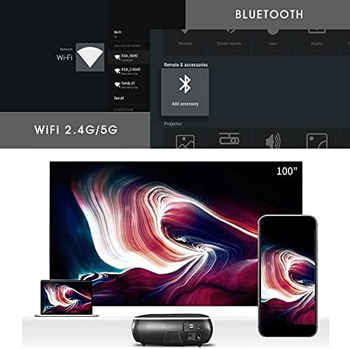 YFQHDD M8S Full HD 1080P проектор 4K 7000 WiFi Bluetooth Съвместим USB AV с подарък (цвят : M8S)
