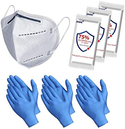 Комплект маски и ръкавици Primacare с Дезинфекциращи кърпички, Лична защита