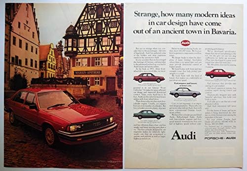 Обява за печат в списанието: 1981 Audi 5000 Turbo Luxury Sedan, 17 650 щатски долара,Странно, колко съвременни идеи в дизайна на кола се появи от древния град в Бавария, 2 страници