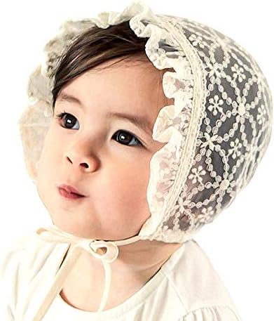 Baby Girl Toddlers Дишаща Стара Folding Lacy Bonnet Eyelet Cotton Adjustable Sun Protection Шапка