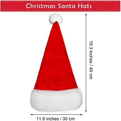 MCEAST 6 Pack Коледа Santa Hats Velvet Santa Hats Classic Коледа Holiday Hats for New Year Christmas Добре Party Доставки, Възрастен Размер