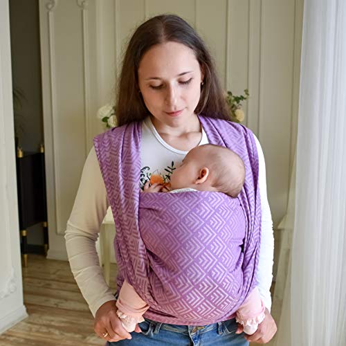 Органично Розово Бебе Carry wrap за новородени, бебета и деца Геометричен размер 6-4, 7 м (185 см)