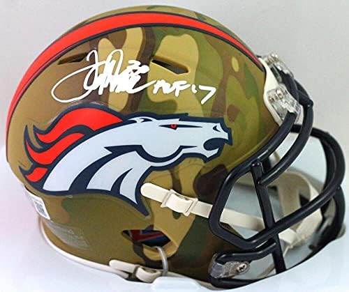 Terrell Davis Autographed Broncos Camo Mini Helmet w HOF - Beckett W White