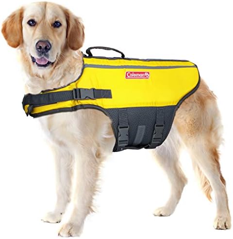 Спасителна жилетка Колман High Visibility за малки и големи кучета, жълт, с по-Голям Размер / 6 x 17 x 5'