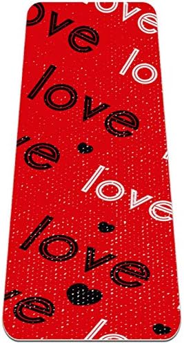 Unicey Love Red Pattern Letter Yoga Mat Thick Non Slip Yoga Mats for Women&Girls Exercise Soft Mat Pilates