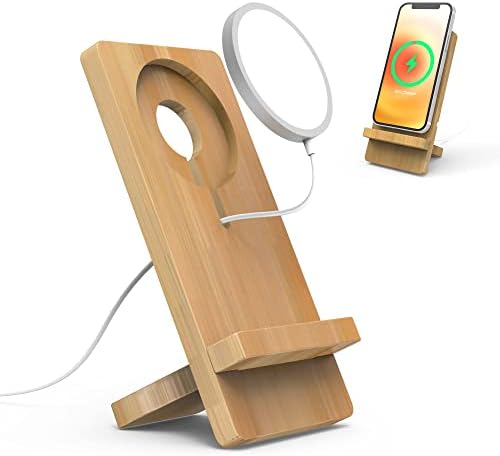 Поставка за Зарядно MagSafe, Бамбук в Дървена Поставка За телефон на Притежателя Съвместим с Apple MagSafe