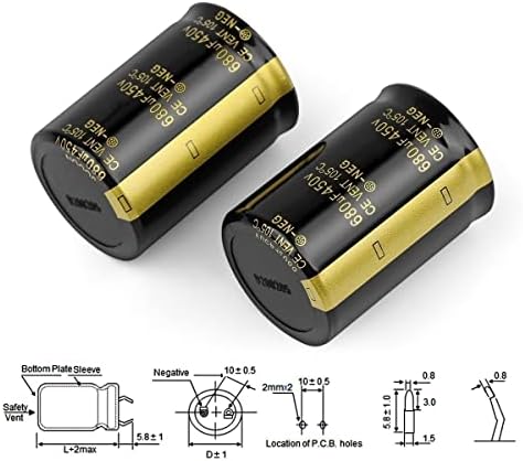 VNOIFDE Рог Електролитни Кондензатори, 50 В 22000 icf 35x50 мм за hi-fi Усилвател с Висока Честота на Ниско съпротивление esr (Размер : 10 бр.)