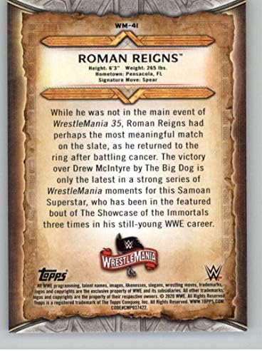 2020 Topps WWE Road to WrestleMania Roster #WM-41 Roman Reigns Борба Trading Card